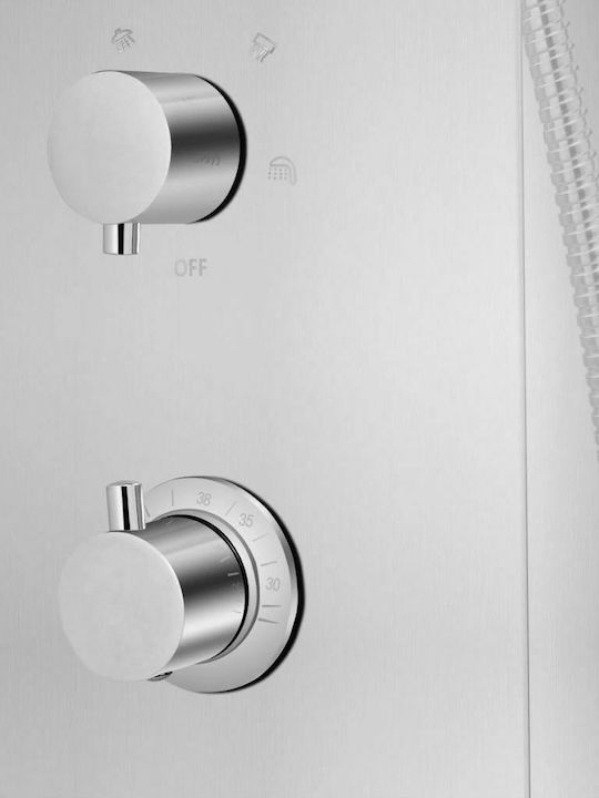vidaXL Shower Column with Hydromassage 130cm Silver