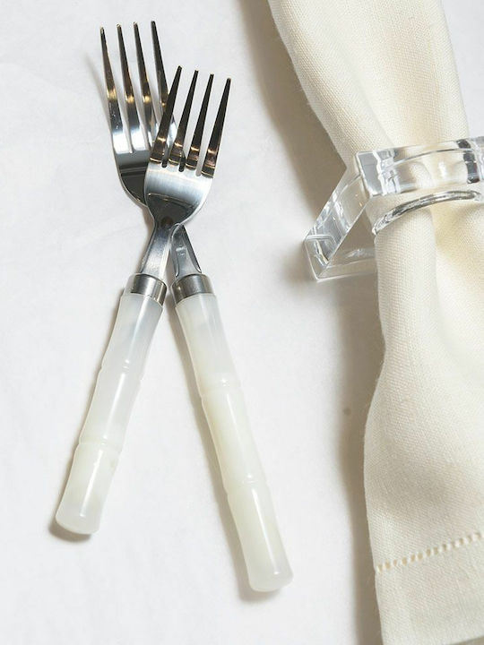 Caspari White Bamboo Сет ножове и вилици Бели Неръждаеми 5бр