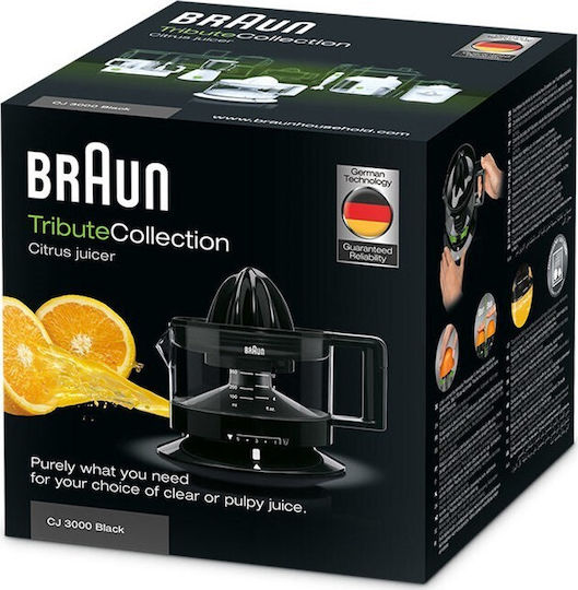 Braun CJ 3000 BK Electric Juicer 20W with 350ml Capacity Black