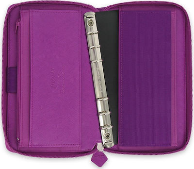 Filofax Saffiano Personal Compact Zip Weekly Organizer Purple 20.8x20.8cm