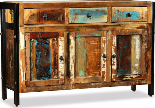 Wooden Buffet with Drawers Ανακυκλωμένο Ξύλο L120xW35xH76cm