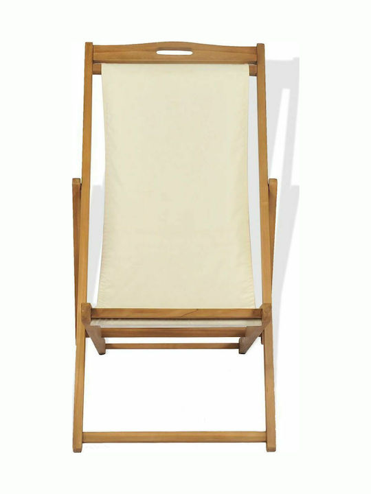 Deckchairs Wooden with Beige Fabric 105x56x96cm