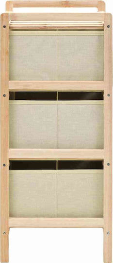 Storage Drawer from Wood & Fabric Natural / White M32xW26xH60cm