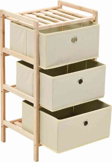 Storage Drawer from Wood & Fabric Natural / White M32xW26xH60cm
