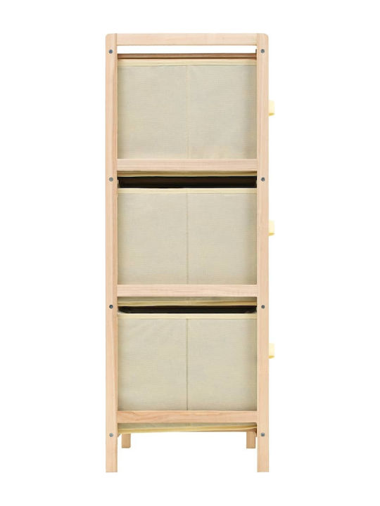 Storage Drawers from Wood & Fabric Natural / White M59xW28xH75cm
