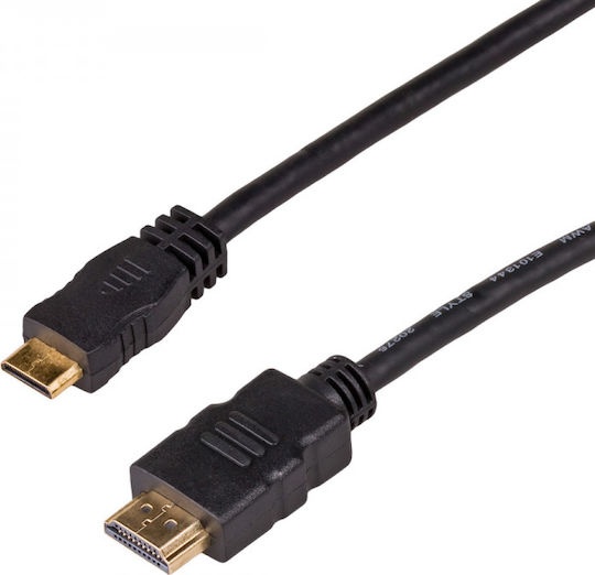 Akyga HDMI 1.4 Hochgeschwindigkeits 1080p 120Hz Kabel HDMI-Stecker - Mini-HDMI-Stecker 1m Schwarz