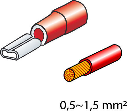Lampa Bullet Receptacle Connectors 2.8x0.5mm 12Pcs με Μόνωση Κόκκινο σε σετ των 12τμχ