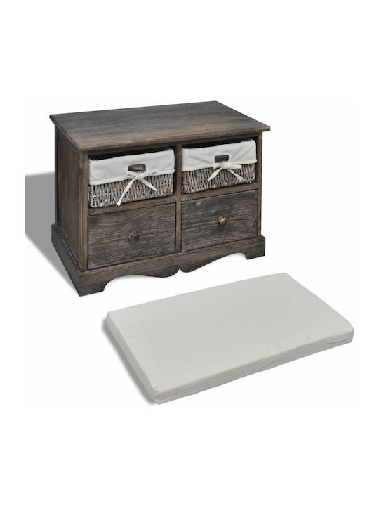 Eingangsmöbel mit Bank Paulonia wood 62x33x42cm