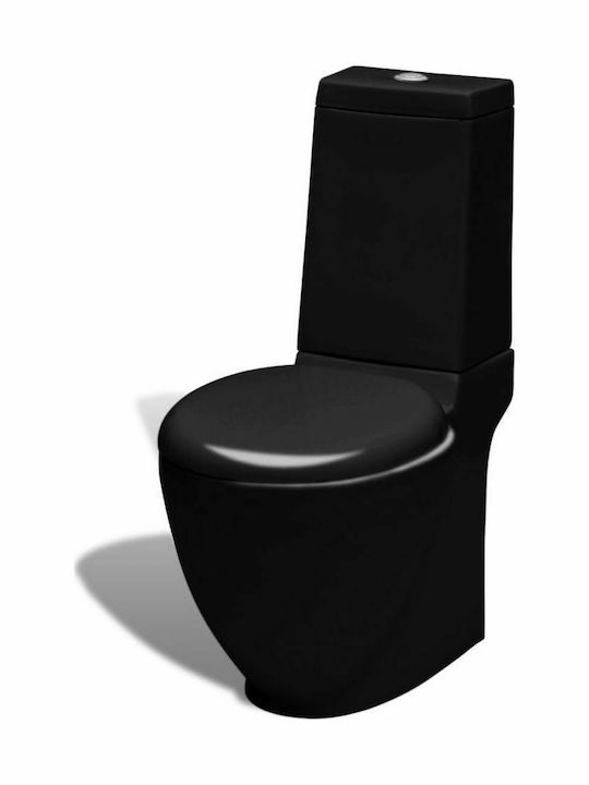 vidaXL Λεκάνη Δαπέδου με Καζανάκι με Κάλυμμα Soft Close Μαύρη