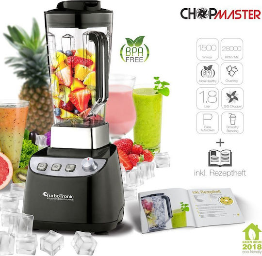 Turbotronic TT-PB-600 Commercial Blender 1.5kW Black with Jug Capacity 1.8lt