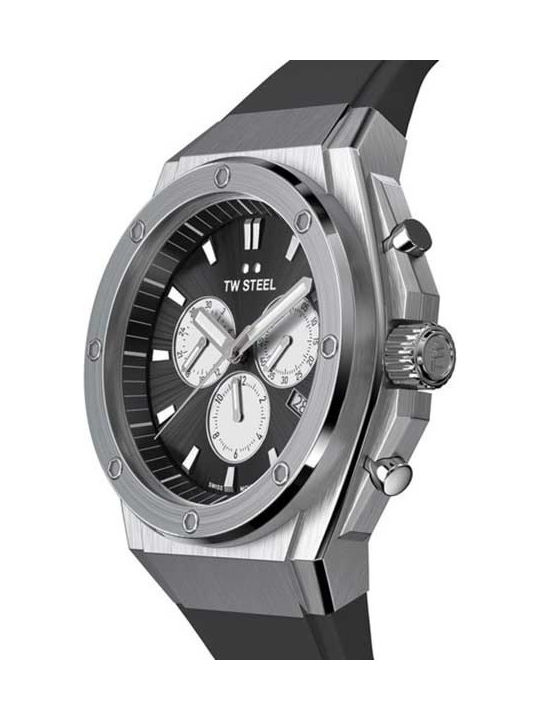 TW Steel CEO Tech Chrono Watch Chronograph Battery with Black Rubber Strap