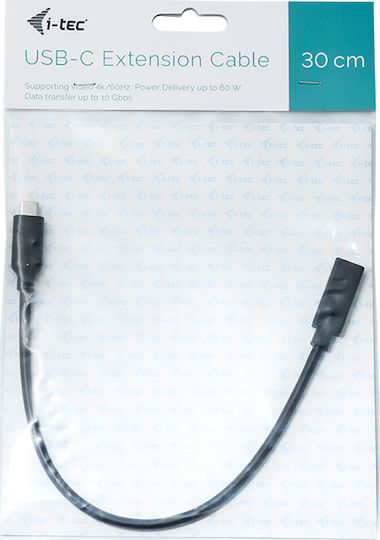i-tec USB 3.0 Video Cable USB-C male - USB-C female 60W Μαύρο 0.3m C31EXTENDCBL