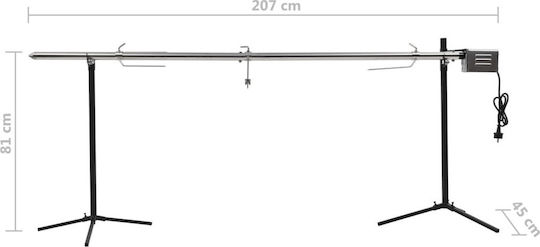 vidaXL Inox Barbecue Spit for Lamb with Motor 207cm