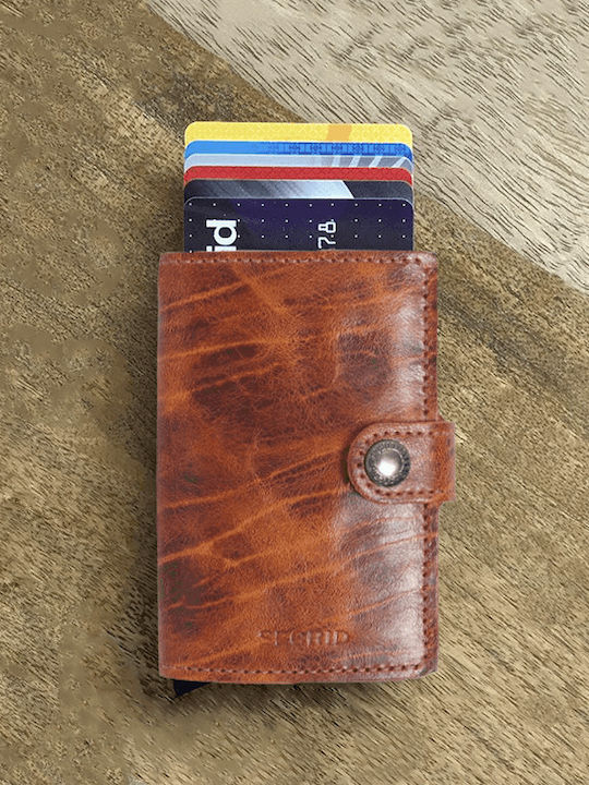 Miniwallet Dutch Martin Leather Men's Wallet Cards with RFID and Slide Mechanism Tabac Brown