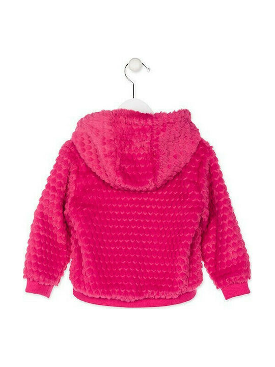 Kinderjacke Kurz mit Kapuze Fuchsie