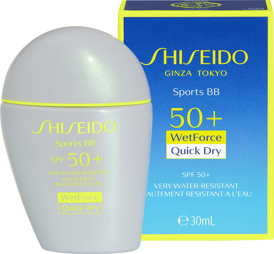 Shiseido Sports BB Quick Dry Водоустойчив Слънцезащитен Крем За Лице SPF50 С Цвят Medium 30ml