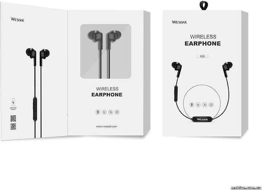 Wesdar R26 In-ear Bluetooth Handsfree Ακουστικά Μαύρα