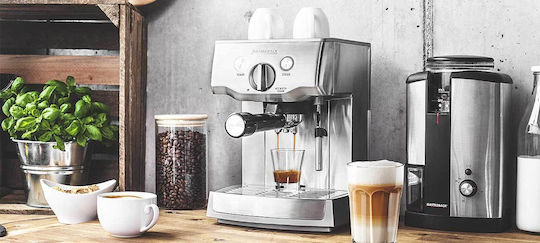 Design Espresso Pro 42709 Μηχανή Espresso 1000W Πίεσης 15bar Ασημί