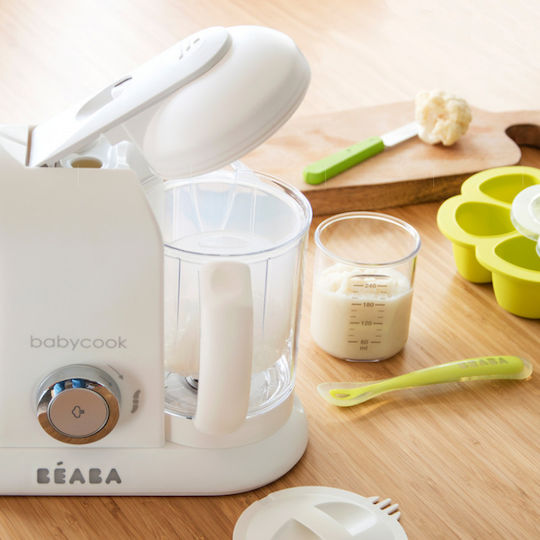 Beaba Babycook Solo 912675 Aparat de gătit cu aburi pentru bebeluși cu Blender 1.1lt Alb/Argintiu
