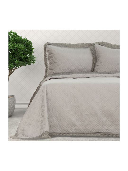 Borea Dahlia Σετ Κουβερλί Υπέρδιπλο Microfiber Γκρι 220x240cm 3τμχ