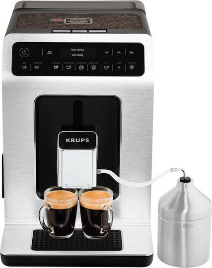 Krups Αυτόματη Μηχανή Espresso 1450W Πίεσης 15bar για Cappuccino με Μύλο Άλεσης Μαύρη EA891D