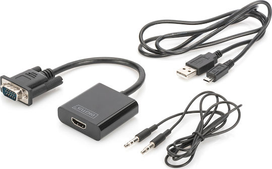 Digitus Μετατροπέας VGA male σε 3.5mm / HDMI female 1τμχ DA-70473