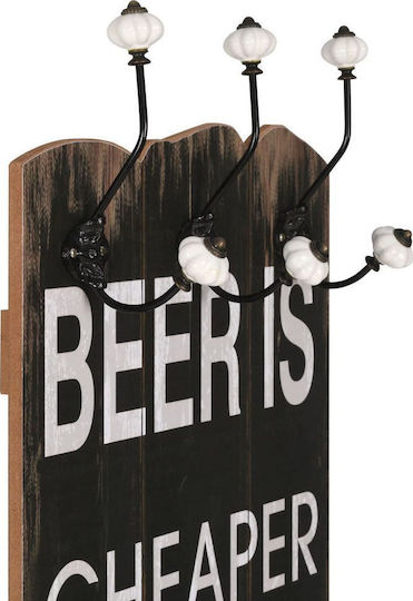 vidaXL Antique Wall Hanger Beer Cheaper Wooden 12 Hooks Multicolour 40x120cm