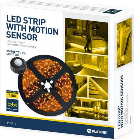 Platinet LED-Streifen 12V Warmes Weiß Licht 1.5m Typ SMD2835 mit Bewegungssensor