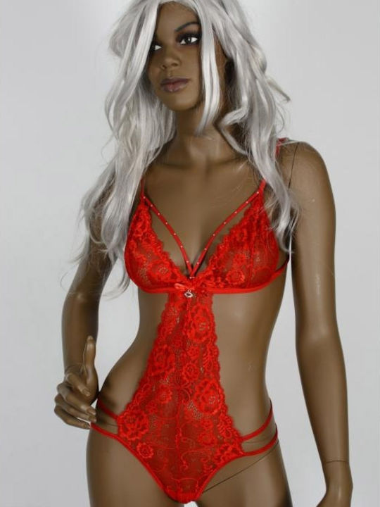 FreeMove sexy red lace string thong leotard 18507