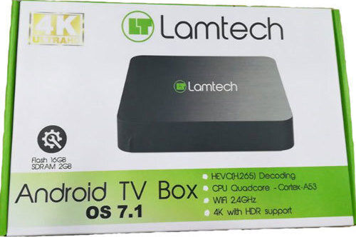 Lamtech TV Box LAM020908 4K UHD with WiFi USB 2.0 2GB RAM and 16GB Storage Space with Operating System Android 10.1