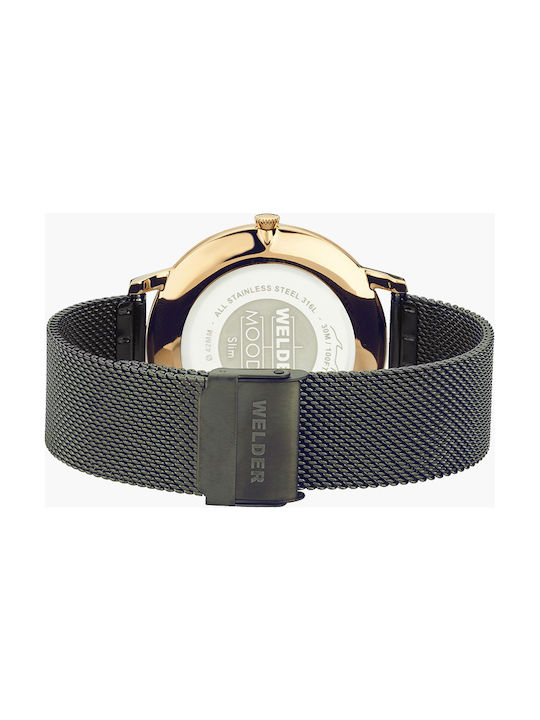 Welder Slim Watch Battery with Gray Metal Bracelet