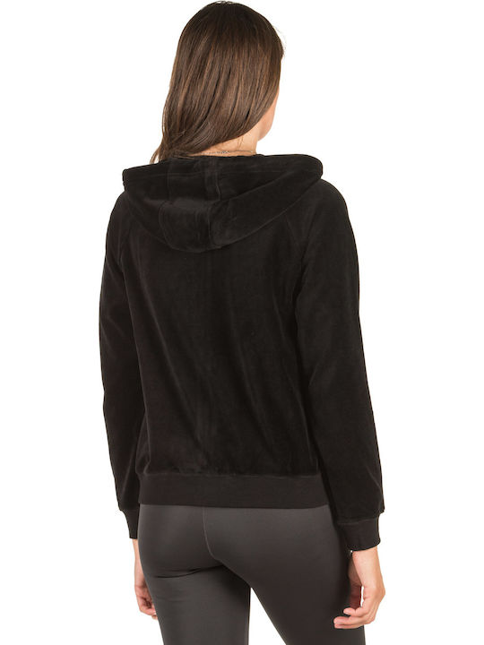 Russell Athletic Women's Hooded Velvet Cardigan Black A8-150-2-099