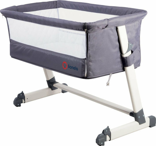 Lionelo Λίκνο Theo με Στρώμα, Πλαϊνό Άνοιγμα και Ρόδες Dark Grey