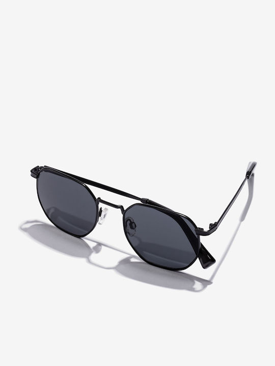 Hawkers Sixgon Herren Sonnenbrille mit Schwarz Metall Gestell und Schwarz Linse HKRS2034