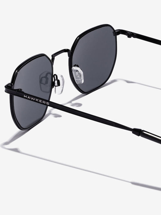 Hawkers Sixgon Herren Sonnenbrille mit Schwarz Metall Gestell und Schwarz Linse HKRS2034