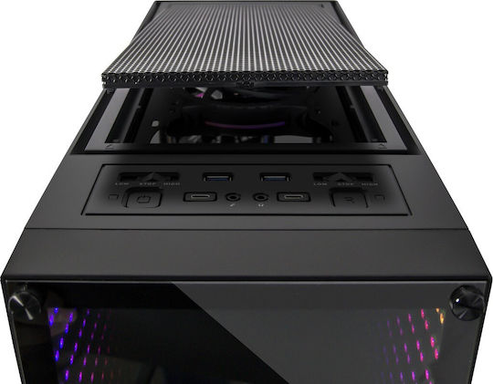 Inter-Tech X-908 Infini2 Gaming Midi Tower Κουτί Υπολογιστή με Πλαϊνό Παράθυρο και RGB Φωτισμό Μαύρο