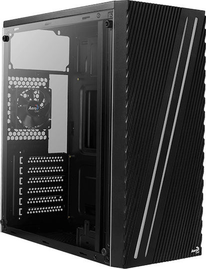 Aerocool Streak Gaming Midi Tower Κουτί Υπολογιστή με Πλαϊνό Παράθυρο και RGB Φωτισμό Μαύρο