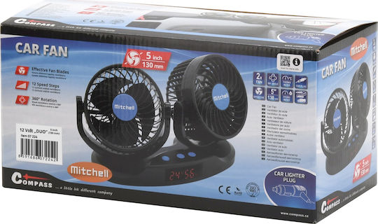 Compass Mitchell Duo Διπλός Ανεμιστήρας Αυτοκινήτου 12V
