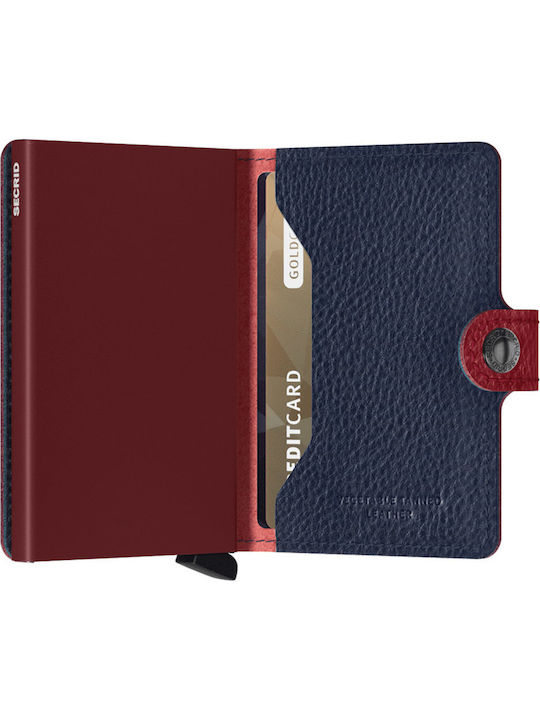 Miniwallet Veg Leather Men's Wallet Cards with RFID and Slide Mechanism Burgundy