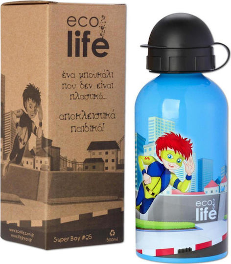 Ecolife Παιδικό Παγούρι Ανοξείδωτο με Pop-Up Καπάκι Γαλάζιο 500ml