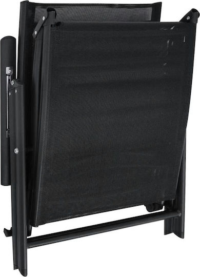 vidaXL Foldable Aluminum Beach Sunbed Black 178x63.5x96cm