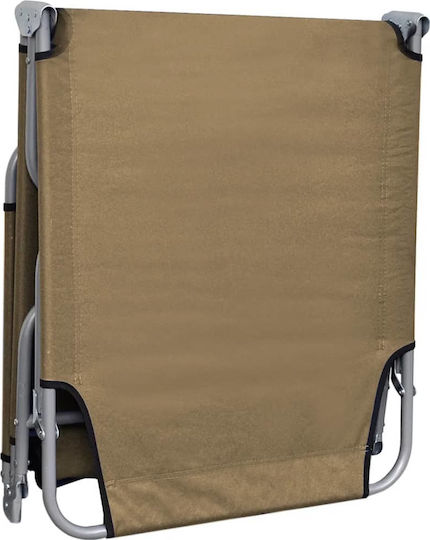 vidaXL vidaXL Beach Sunbed Brown Foldable Steel 189x58x27cm
