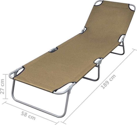 vidaXL vidaXL Beach Sunbed Brown Foldable Steel 189x58x27cm