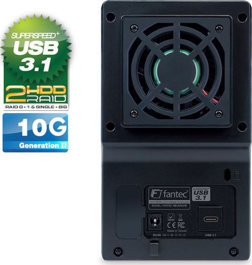 Fantec QB-X2U31R Case for 2 Hard Drives 3.5" SATA III with Connection USB 3.1 Type-C