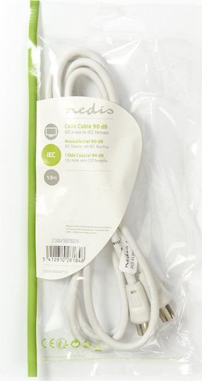 Nedis Antenna Cable Coax male - Coax female White 1.5m (CSGP40000WT15) 1pcs