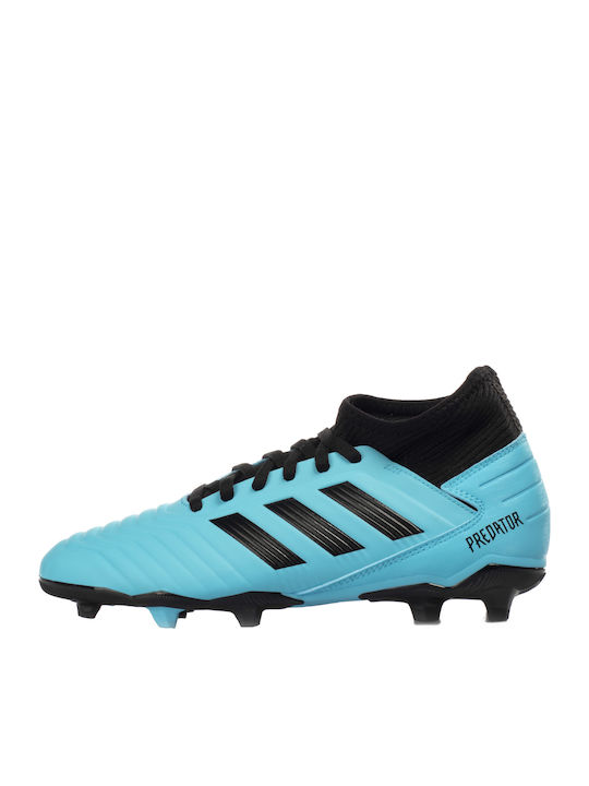 Adidas Παιδικά Ποδοσφαιρικά Παπούτσια Ψηλά Predator 19.3 FG με Τάπες και Καλτσάκι Γαλάζια