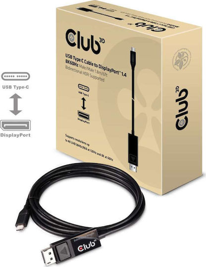 Club3D USB 3.0 Video Cable USB-C male - DisplayPort Μαύρο 1.8m CAC-1557