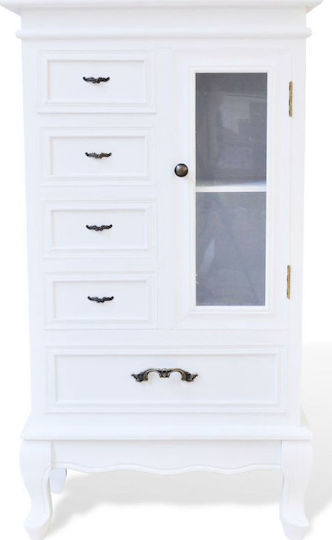 Living Room Display Cabinet Made of Wood with Glass White 53x30.5x95.5cm