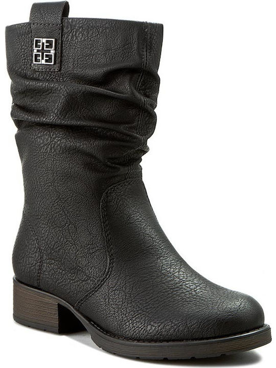 Rieker Leder Damen Knöchelstiefel Schwarz