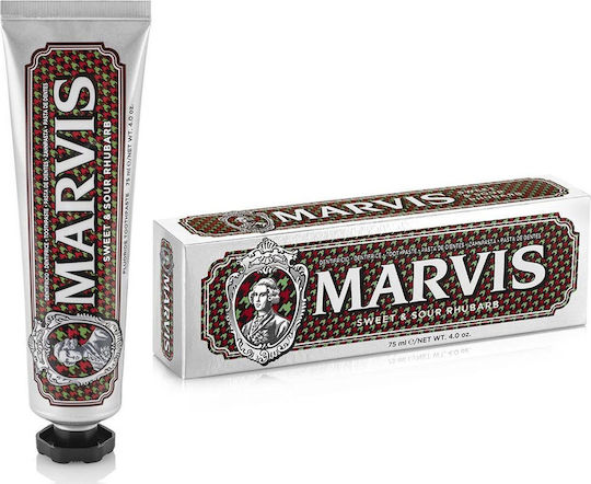 Marvis Sweet And Sour Rhubarb Mint Οδοντόκρεμα για Ουλίτιδα , Πλάκα & Τερηδόνα 75ml